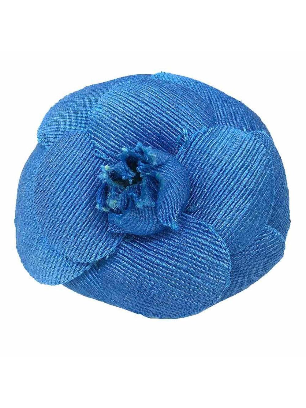 Chanel Camellia Brooch Blue Metal #222072C54B